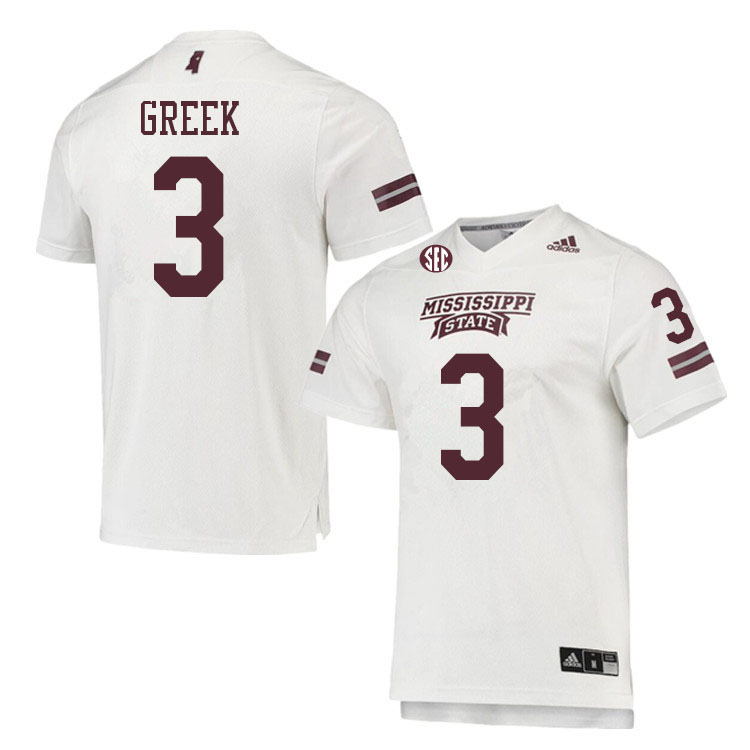 Men #3 Daniel Greek Mississippi State Bulldogs College Football Jerseys Sale-White - Click Image to Close